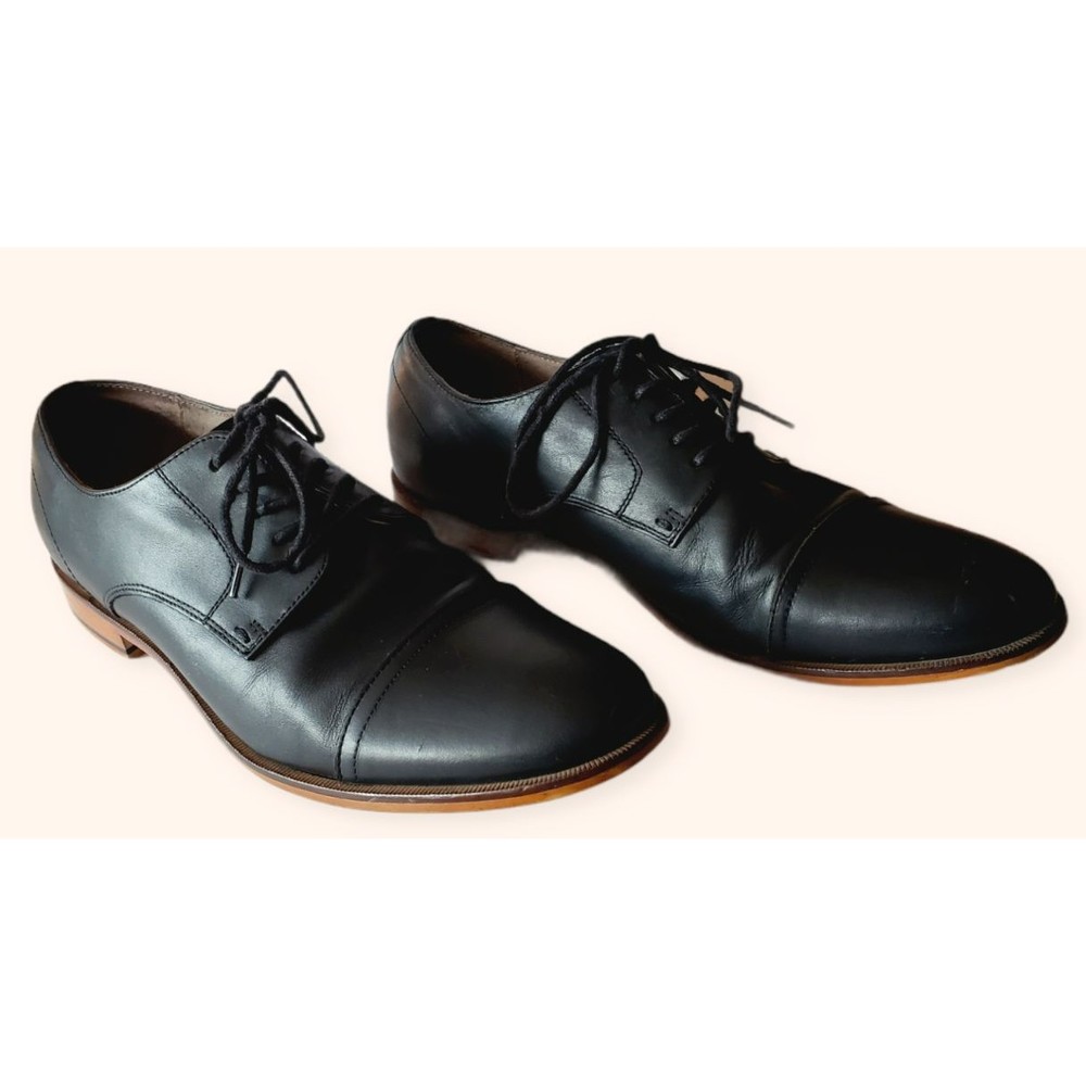 Aston Grey Collection Men's Oxfords Shoes Black Leather Lace Up Cap Toe Size 8.5 - Picture 6 of 6